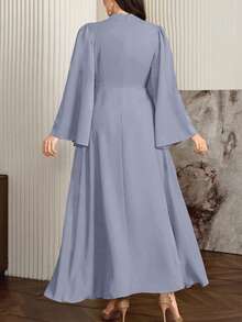 Modelyn Gaun Maxi Panjang Berkerah Syal untuk Wanita Ukuran Plus, Merah Tua Elegan - Grey - View 2