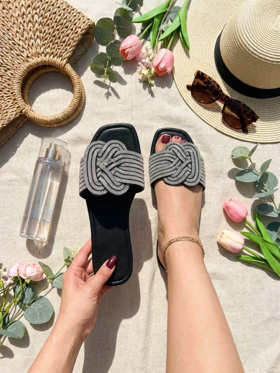 SANDALIA CARACOL BRILLOS - NEGRO - Ver 1