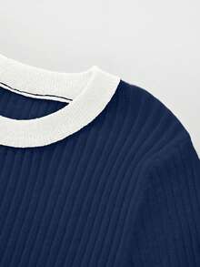 Ellegaria. Ny vår/höst sexig, åtsittande elegant damtröja med designdetaljer - Kungsblått - Visa 4