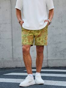 Manfinity LEGND Men's Casual Jacquard Shorts For Summer - Yellow - View 3