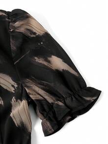 SHEIN Clasi 荷叶边袖系腰优雅连衣裙 - 彩色 - 查看 4
