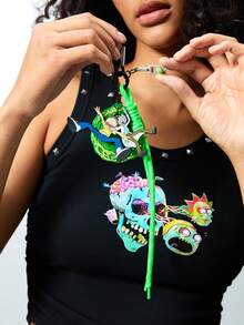 Rick and Morty X SHEIN 胶水漩涡钥匙扣，包包挂钩 - 綠色 - 查看 4