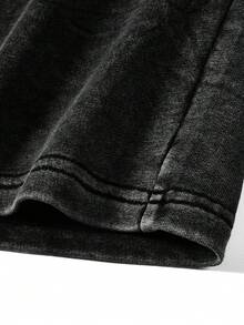 ROMWE MEN Street Life Pantalones cortos casuales de hombre con estampado de figura, verano - Negro - Ver 4
