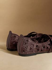 Rosivie Women's Buckle Design Hollow-Out Casual Slip-On Loafers - Brown 1 - View 4