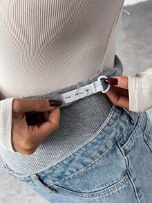 SHEIN Quần bầu dệt kim màu xám phối denim xanh dáng rộng - Rửa nhẹ - Xem 6