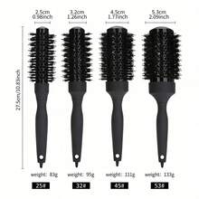 1 paquet Peigne rond ionique professionnel, cylindre métallique antistatique, poils en nylon, manche avec brosse à dents, sectionne les cheveux - convient pour les cheveux secs, coiffés, bouclés et lisses, convient à tous les types et volumes de cheveux, réduit les frisottis et l'huile, noir, 4 tailles, convient à toute la famille, peigne à cheveux, outil de coiffage, essentiel pour la coiffure, les salons de beauté, la rentrée scolaire, les voyages et les vacances. - Multicolore - Voir 3