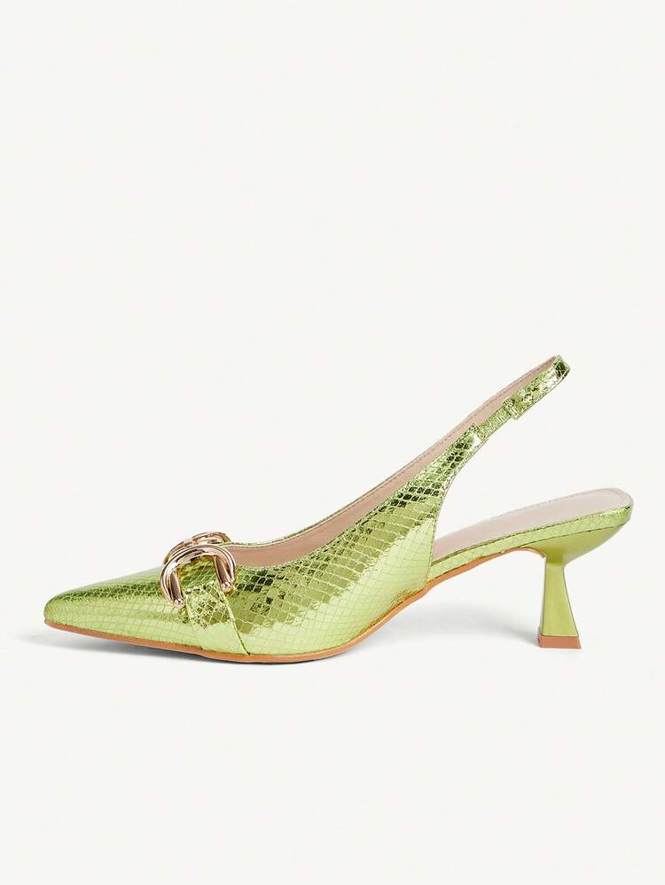 CUCCOO CHICEST Women's Fashionable Elegant Pointed Toe Metal Decor Pumps Summer Shoes Wedding Shoes Bride Shoes