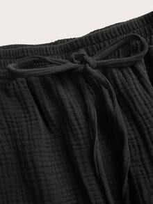 CosyJoli 休闲简约黑色舒适面料大码女式宽松裤，适合度假、音乐节、母亲节等场合。 - 黑色 - 查看 5