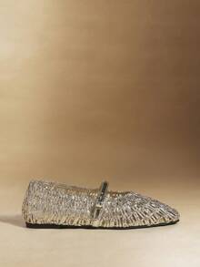 Rosivie Women's Handwoven Square Toe Casual Comfortable Flat Loafers - Gold - View 2