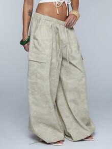 COUREZ Quần ống rộng rằn ri cạp thấp / Trang phục mùa hè Y2K cho nữ, Trang phục mùa xuân cho nữ, Quần áo mùa hè, Trang phục đi chơi, Trang phục đi biển cho nữ, Quần mùa hè, Quần rộng - Nhiều màu - Xem 4