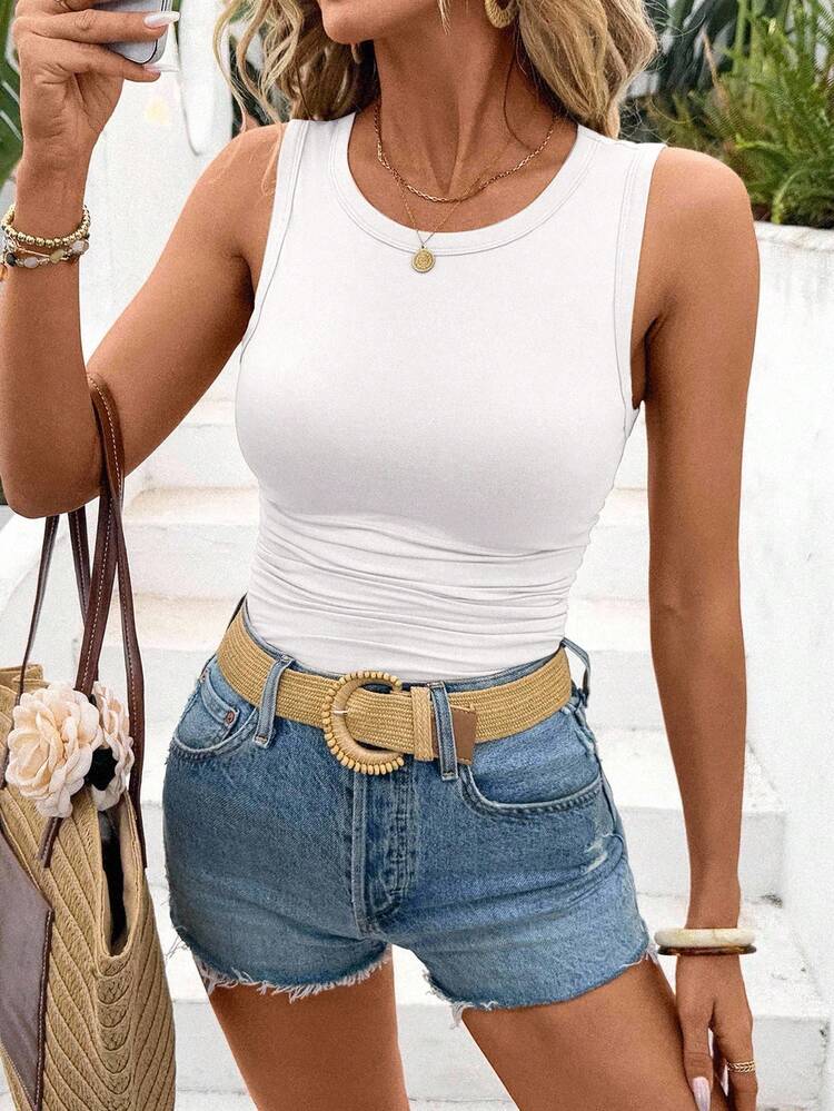 SHEIN LUNE 2件套 女士圆领紧身吊带背心 返校休闲 - 彩色 - 查看 7