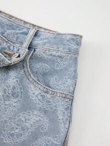 GlowEve Quần short denim nữ kiểu dáng thường ngày, có túi và cúc. - Màu xanh lam - Xem 10