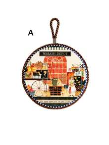 Juego de salvamanteles de cerámica inglesa vintage con diseño de libro ilustrado, resistente al calor, posavasos redondos para mesa, mantel individual, decoración del hogar y cocina, pintados a mano, antideslizantes y fáciles de limpiar - Multicolor - Ver 10