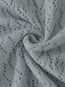 SHEIN Franclia 新款简约夏日度假风优雅镂空波浪领性感吊带背心修身显瘦沙滩度假撞色无袖针织女式毛衣两件套 - 淺灰色 - 查看 5