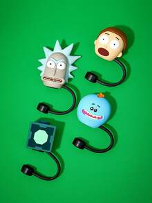 Rick and Morty X SHEIN 1 cái / 4 cái nắp đậy ống hút chống bụi, có thể tái sử dụng, phù hợp với ống hút có đường kính từ 6-10 mm. - Nhiều màu - Xem 6