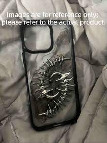3D Metal Fishbone Case - Clear Soft Silicone Cover With Punk Style Camera Protection For 17-11 Pro Max - Double Fishbone - View 3
