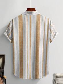 NEOREFINED Men's Casual Colorblock Striped Short Sleeve Shirt, Summer - Multicolor - View 2