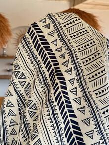 SHEIN Đầm bầu họa tiết hình học dáng xòe, thích hợp cho kỳ nghỉ. - màu nâu - Xem 6