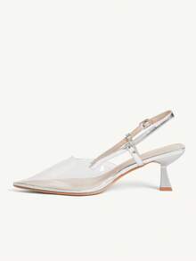 CUCCOO CHICEST Women's Fashionable & Elegant Buckle Transparent Pumps, Summer - Silver - View 5