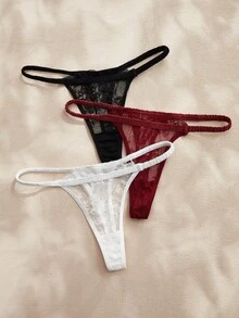 Charlaine Women's Solid Color Lace Sexy Thong Underwear For Women G String Thongs Multi Pack - Multicolor - View 5