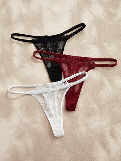 Charlaine 女士纯色蕾丝性感丁字裤