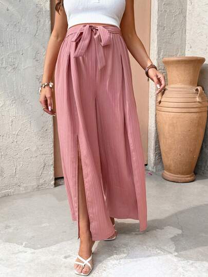 SHEIN Maternity Solid Color Slit Loose Fashionable Versatile Pants