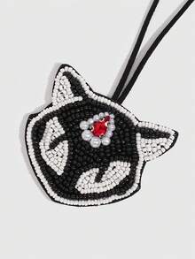 ROMWE Goth 1个哥特式黑猫包饰，手工布艺贴片吊坠，万圣节装饰配件 - 黑色1 - 查看 5