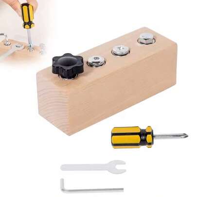 MINKOJA 儿童木制螺母拆卸玩具 - 蒙特梭利早期教育精细动作技能训练，提升耐心和专注力，3岁以上儿童的完美礼物，木制玩具