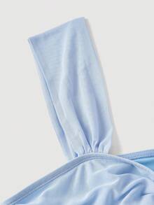 SHEIN MOD Plus Size Asymmetric Hem Mesh Blouse In Light Blue,Bow Tie Design,Summer Tropical Beach Holiday Outfit,Sweet Retro Style Top For Women - Baby Blue - View 6