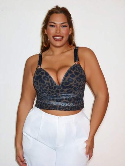 MelDlgn Áo lưới dáng ôm, xếp ly, họa tiết da báo, chất liệu lưới, thích hợp mặc hàng ngày, phong cách Y2K, gợi cảm, thích hợp cho mùa tựu trường.