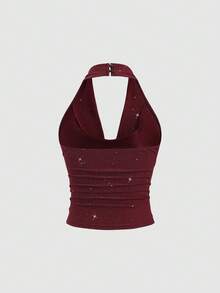 Sweetra Áo tank top nữ màu trơn, kiểu cổ yếm, lưng trần, dáng suông, thời trang thường ngày. - Nhiều màu - Xem 4