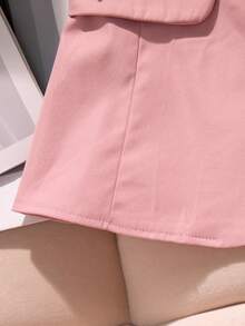 SHEIN 大码女士优雅法式红色无袖西装外套，修身设计，金色纽扣点缀，适合通勤、办公或日常休闲穿着，春夏款 - 粉色 - 查看 8