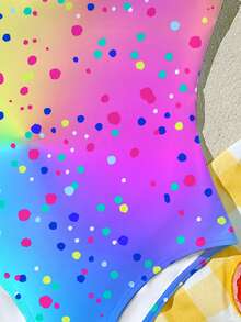 渐变印花，海滩度假风，少女休闲简约吊带连体泳衣，适合夏季休闲度假，#Coconutgirl - 彩色 - 查看 5