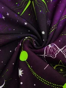 Sweetra Plus Size Women Moon Pattern Fashionable Dark Goth Style Suspender Dress - Multicolor - View 3
