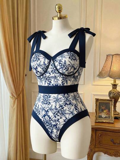 Rometta Plus Size Women's Fashionable Elegant V-Neck Floral Print Color Block Bodysuit, Suitable For Spring/Summer, Back To School, Vacation, Graduation, Holidays, Valentine's Day, Christmas, Music Festivals, Mother's Day, Halloween, Thanksgiving, Easter, National Day, Prom, Birthday, Date, Wedding, Outdoor Activities