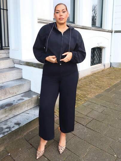 MelDlgn 大码 Y2K 时尚做旧水洗低腰宽松牛仔裤