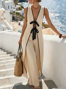 Breezaya 女士夏季波西米亚风度假休闲撞色蝴蝶结无袖长款背心和阔腿裤两件套 休闲两件套 女士度假连衣裙 性感度假连衣裙 夏季连体裤 露背连体裤 露背夏季连衣裙 女士裹身连衣裙 XS码连衣裙 女士游艇连衣裙 女士沙滩装 女士沙滩装 女士罩衫 度假装 女士度假连衣裙 女士连体裤 女士休闲连体裤 女士夏季度假套装 女士夏季沙滩装 - 杏色 - 查看 7