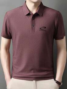 Acti Log 男士休闲运动纽扣 Polo 衫 - 酒紅色 - 查看 4