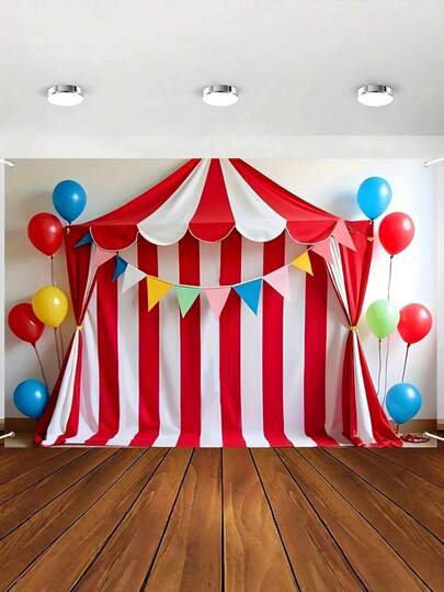 1件装2D平面背景布，适用于嘉年华主题派对、马戏团主题活动、嘉年华派对礼品摄影背景、马戏团主题横幅、嘉年华主题庆典装饰