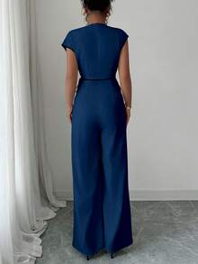 Selianne Bộ jumpsuit thời trang nữ công sở phối màu tương phản - Màu xanh hải quân - Xem 2