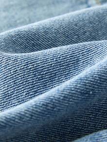 GlowEve 休闲水洗牛仔短裤，配腰带 - 藍色 - 查看 5