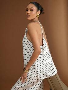 Hauture Top con cuello de halter y espalda descubierta con textura - Blanco y Negro - Ver 4