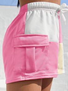 Tween Girl Contrast Color Cropped Tank Top And Shorts 2 Pieces Casual Set - Multicolor - View 6