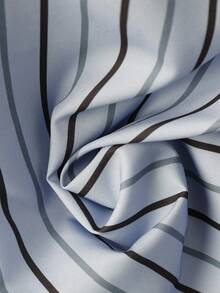 GlowEve 休闲时尚通勤日常浅蓝色条纹长袖二合一衬衫，女2025秋季新款时尚露肩长袖衬衫 - 彩色 - 查看 4