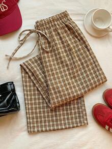 Comfortcana Quần nữ kẻ caro dáng casual, cạp chun, thích hợp mặc hàng ngày, mùa xuân/hè, ngày Valentine, trang phục lễ hội, kiểu quần đồng quê, quần kẻ caro xanh lá cây, quần kẻ caro mùa hè. - Nhiều màu - Xem 7