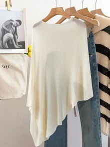 GlowEve CURVE Áo khoác cardigan poncho trắng dáng rộng thoải mái kiểu dáng nghỉ dưỡng dành cho nữ, mùa xuân/hè. - trắng - Xem 2