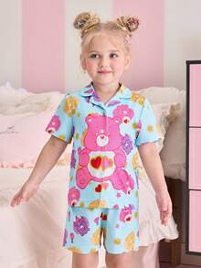 SHEIN X Care Bears 女童可爱卡通印花短袖休闲夏季睡衣 - 彩色 - 查看 4