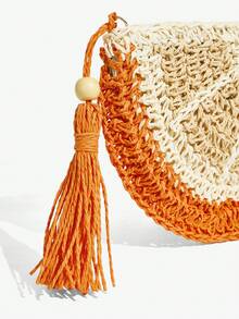 SHECARRY 女士手拿包，草编包，时尚，优雅，简约，个性化，百搭，橙子造型，水果造型，适合海滩、度假、假日、夏季、海边，完美搭配舞会配饰 - 橙子顏色 - 查看 6