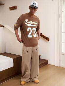 GALLERY FADE Men's Casual Jeans With Pockets, Curved Leg Design - Brown - View 6