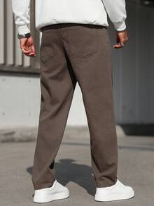 Manfinity Homme Plus Size Men's Casual Straight Loose Fit Jeans With Pockets - Coffee Brown - View 2